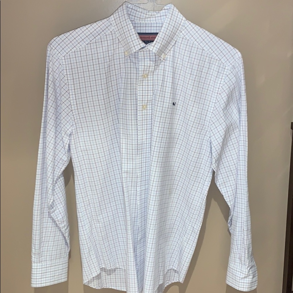 Mens Vineyard Vines Dress Shirt Grid Stripes